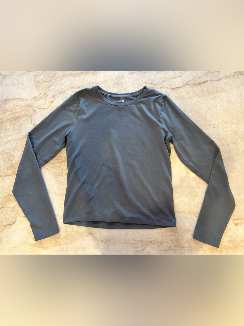 Hollister Long Sleeve Top Women’s L Long Blue Gray Crew Neck Stretch